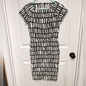 J. Crew Black & White Knee Length Fitted dress Cotton Fully lined Size 00